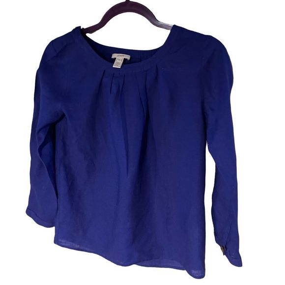 J.Crew 100% Purple linen long sleeve w cuff buttons Sz 00 - Picture 2 of 6